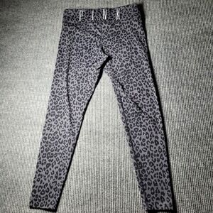 VS Pink Yoga Pants, Victoria Secret Cheetah Leopard Print Grey Activewear Med‎